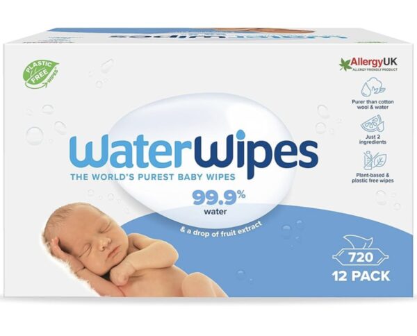 WaterWipes Plastic-Free Original Baby Wipes 720 count (Pack of 12)