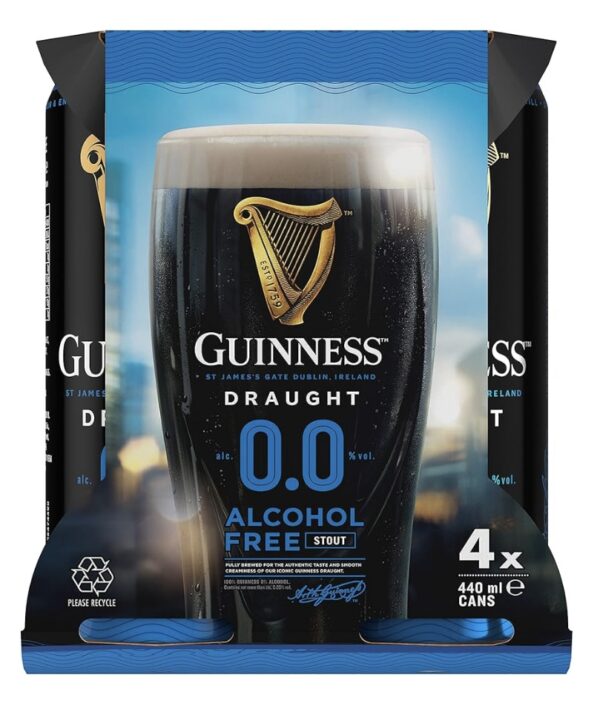 Guinness Draught 0.0 Alcohol Free | 0% vol | 4 x 440ml Cans